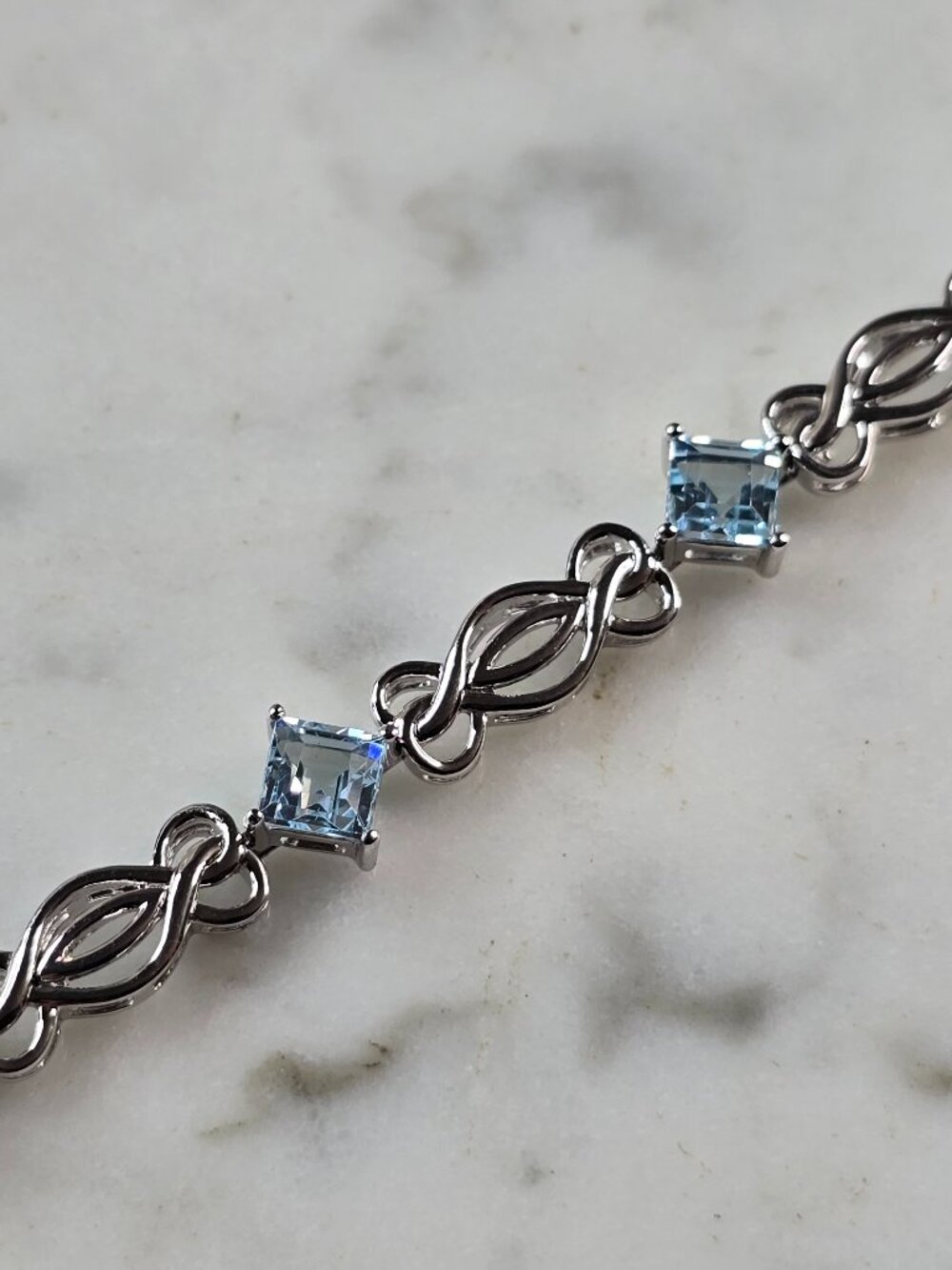 Womens Vintage Estate Sterling Silver Topaz Bracelet 6.0g E2343